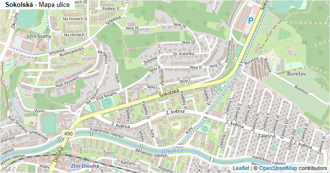 Sokolská - mapa ulice