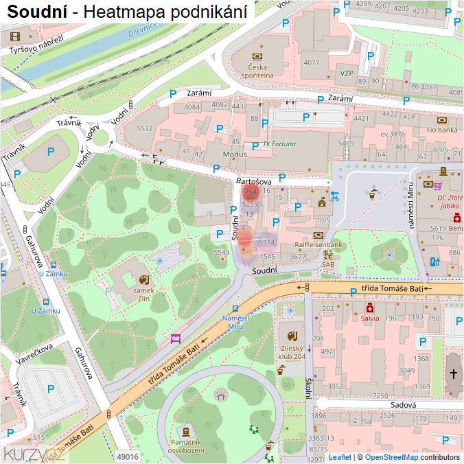Mapa Soudní - Firmy v ulici.