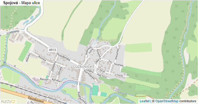 Spojová - mapa ulice