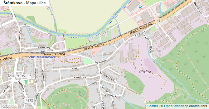 Šrámkova - mapa ulice