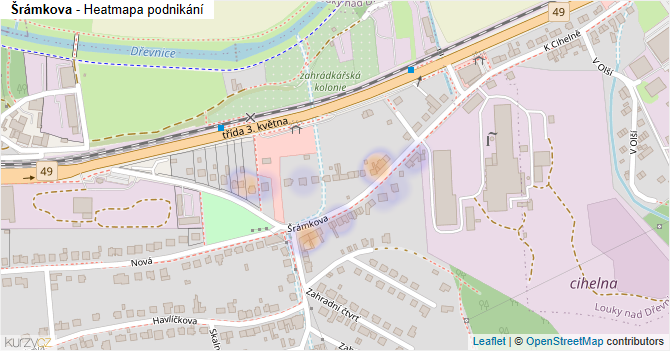 Šrámkova - mapa podnikání