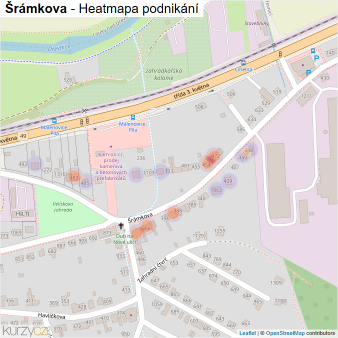Mapa Šrámkova - Firmy v ulici.