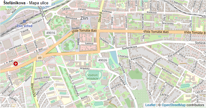 Štefánikova - mapa ulice