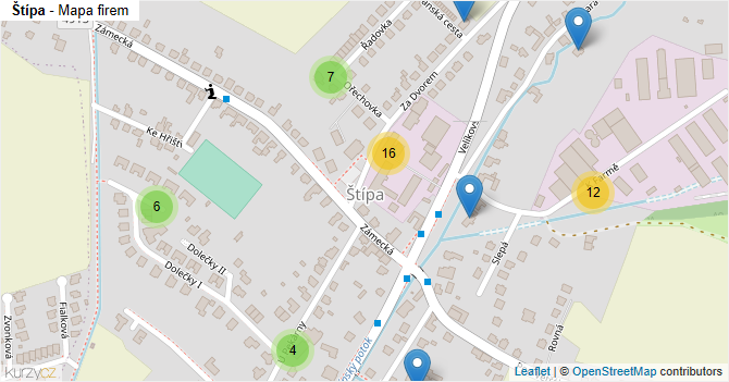 Štípa - mapa firem