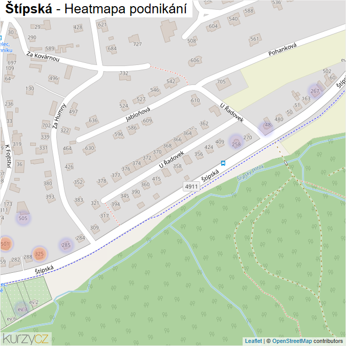 Mapa Štípská - Firmy v ulici.