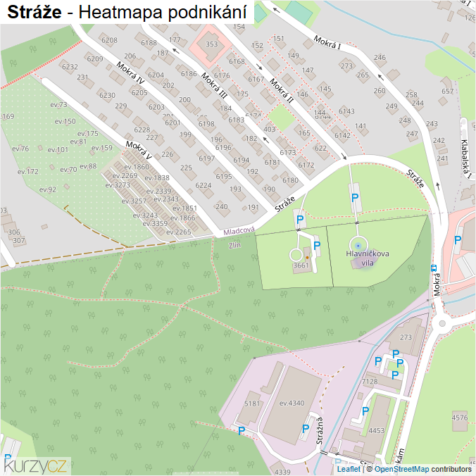Mapa Stráže - Firmy v ulici.