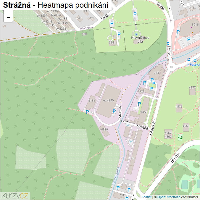 Mapa Strážná - Firmy v ulici.