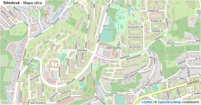Středová - mapa ulice