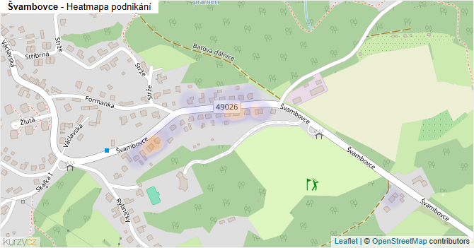 Švambovce - mapa podnikání