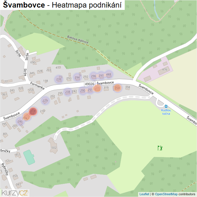 Mapa Švambovce - Firmy v ulici.