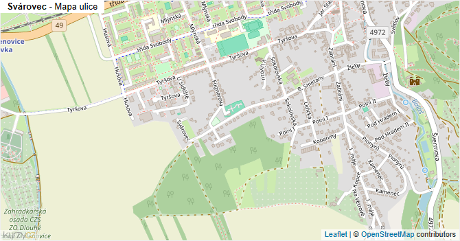 Svárovec - mapa ulice