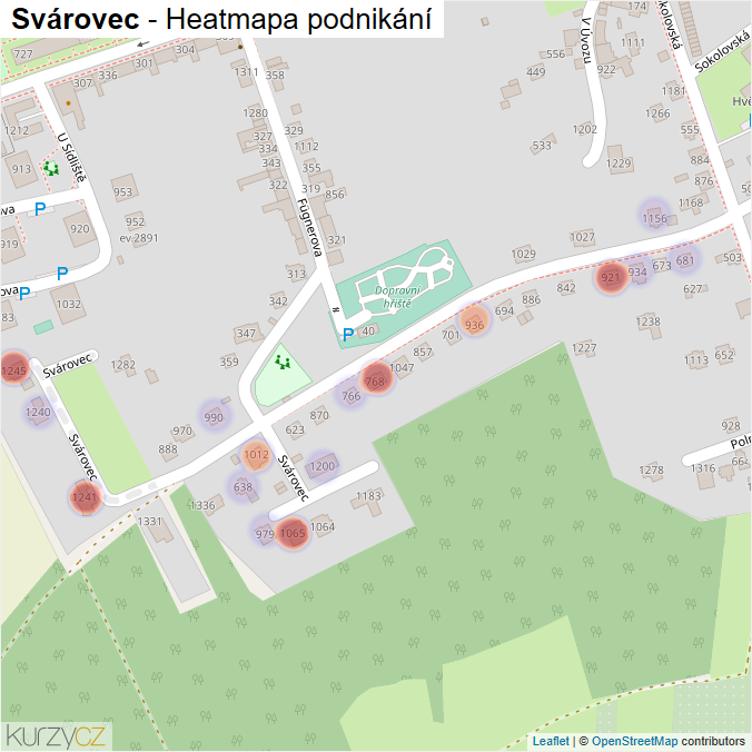 Mapa Svárovec - Firmy v ulici.