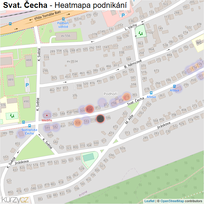Mapa Svat. Čecha - Firmy v ulici.