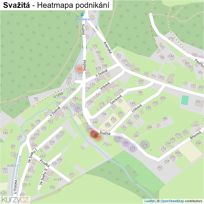 Mapa Svažitá - Firmy v ulici.
