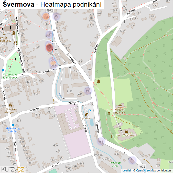 Mapa Švermova - Firmy v ulici.
