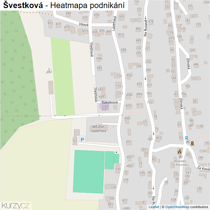 Mapa Švestková - Firmy v ulici.