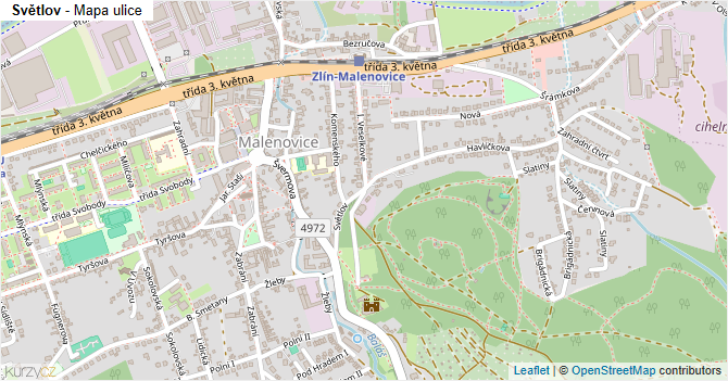 Světlov - mapa ulice