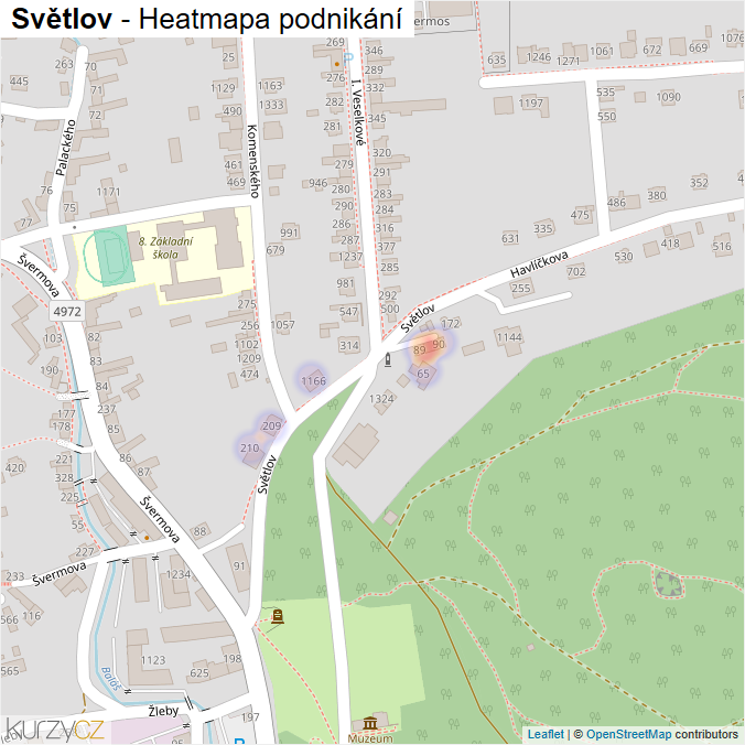 Mapa Světlov - Firmy v ulici.