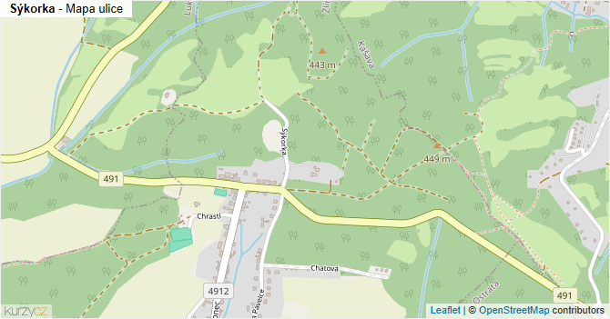 Sýkorka - mapa ulice