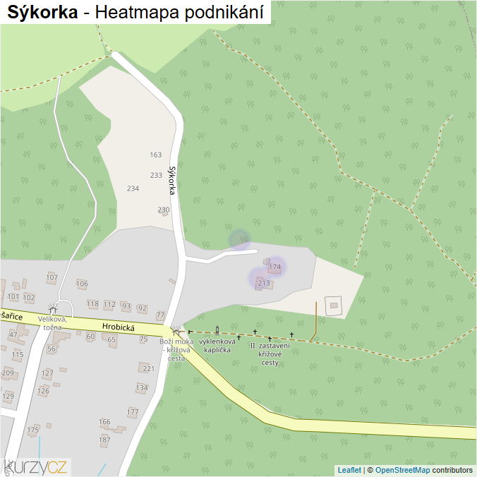 Mapa Sýkorka - Firmy v ulici.