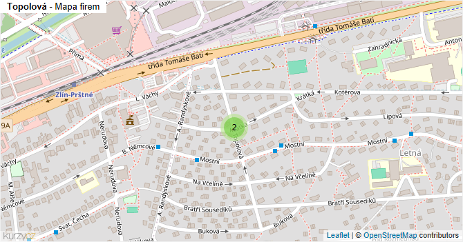 Topolová - mapa firem