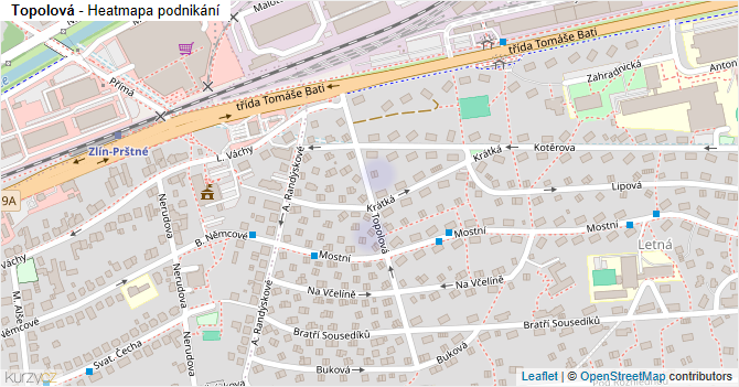 Topolová - mapa podnikání