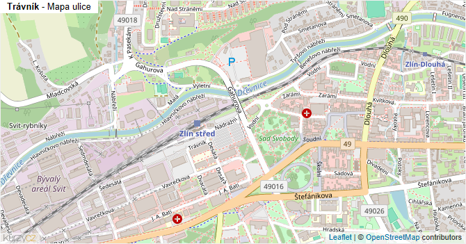 Trávník - mapa ulice