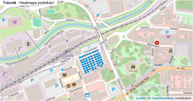 Trávník - mapa podnikání