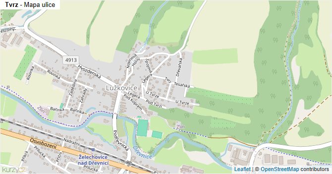 Tvrz - mapa ulice