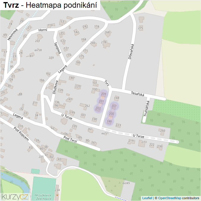 Mapa Tvrz - Firmy v ulici.