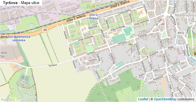 Tyršova - mapa ulice