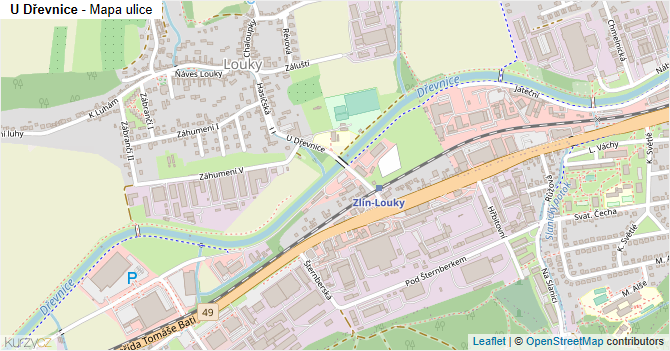 U Dřevnice - mapa ulice