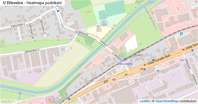 U Dřevnice - mapa podnikání