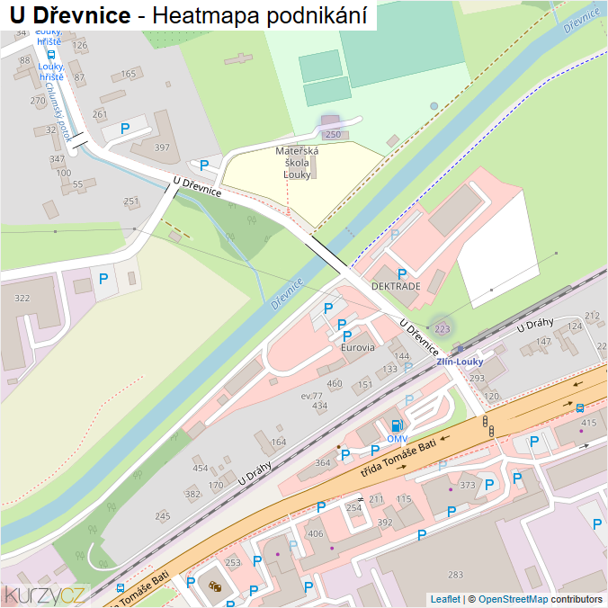 Mapa U Dřevnice - Firmy v ulici.