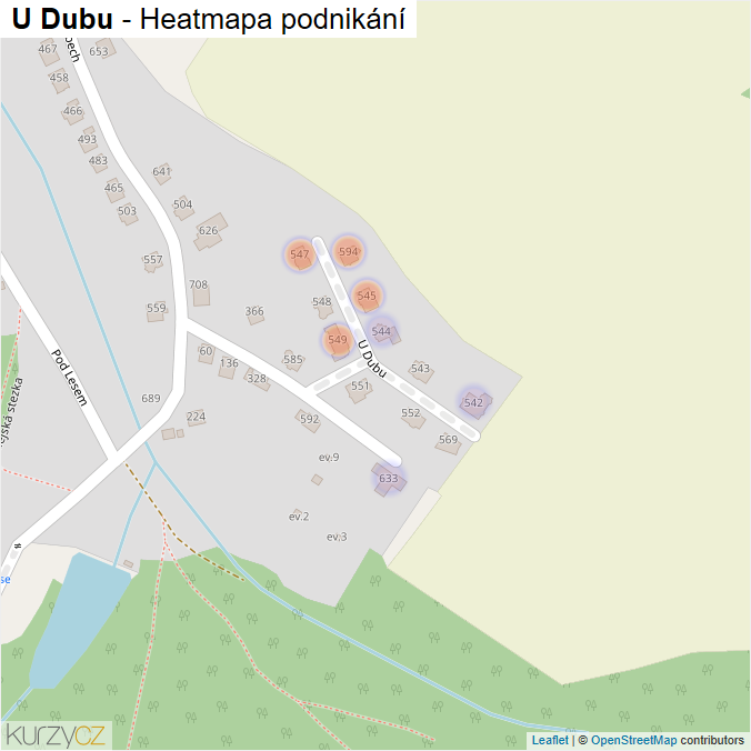 Mapa U Dubu - Firmy v ulici.