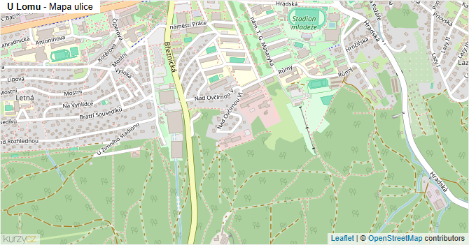 U Lomu - mapa ulice