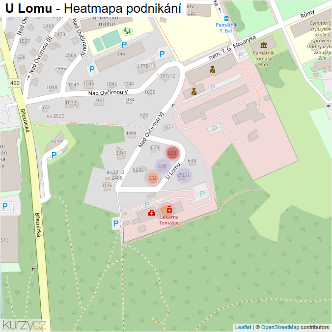 Mapa U Lomu - Firmy v ulici.