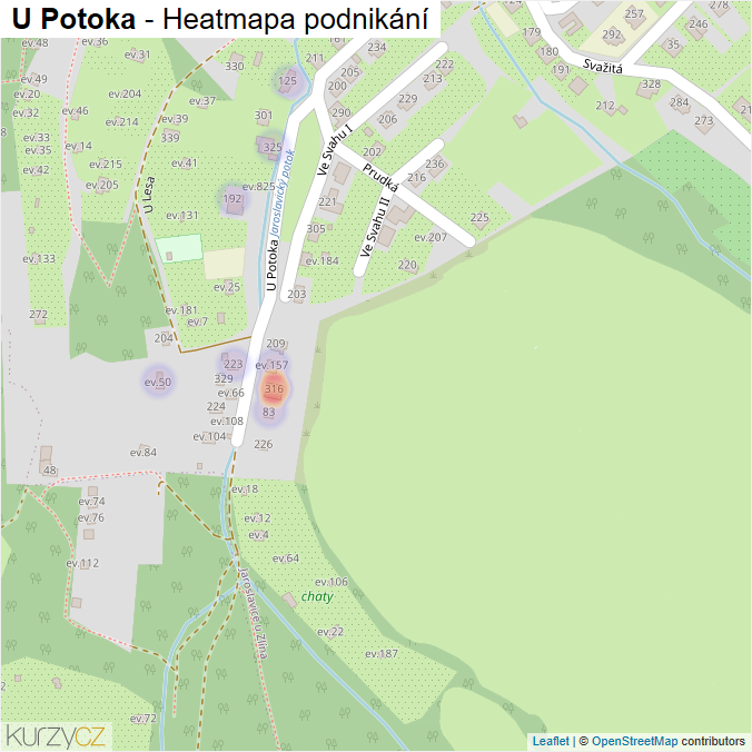 Mapa U Potoka - Firmy v ulici.