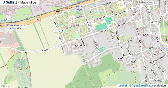 U Sídliště - mapa ulice