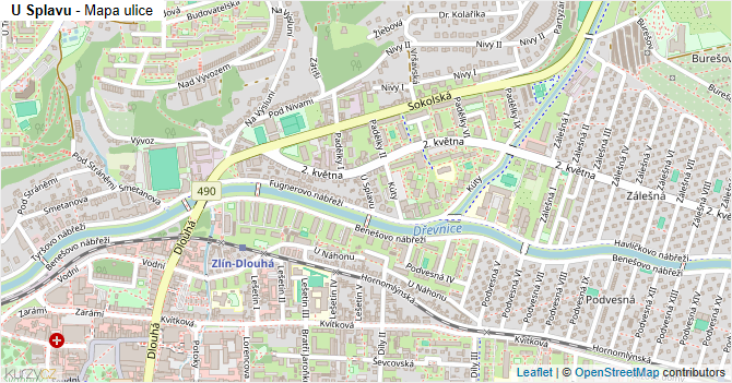 U Splavu - mapa ulice