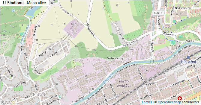 U Stadionu - mapa ulice