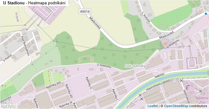 U Stadionu - mapa podnikání