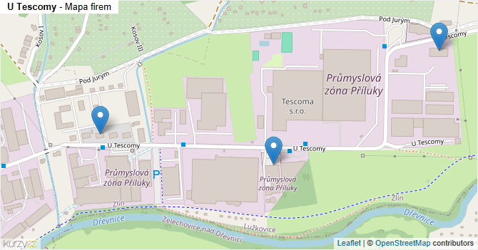 U Tescomy - mapa firem