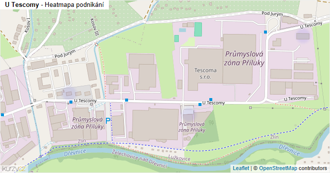U Tescomy - mapa podnikání