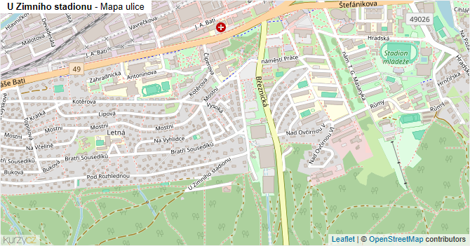 U Zimního stadionu - mapa ulice