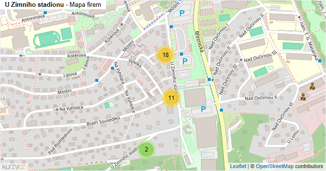 U Zimního stadionu - mapa firem