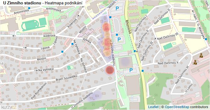 U Zimního stadionu - mapa podnikání