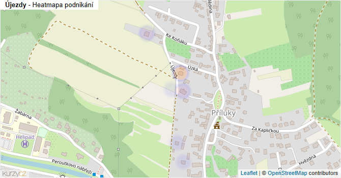 Újezdy - mapa podnikání