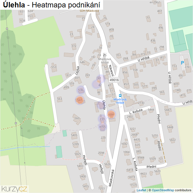 Mapa Úlehla - Firmy v ulici.