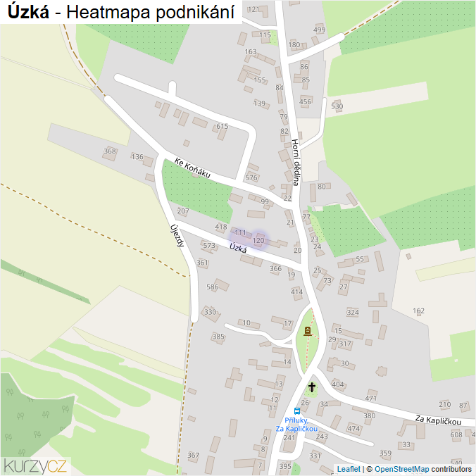 Mapa Úzká - Firmy v ulici.